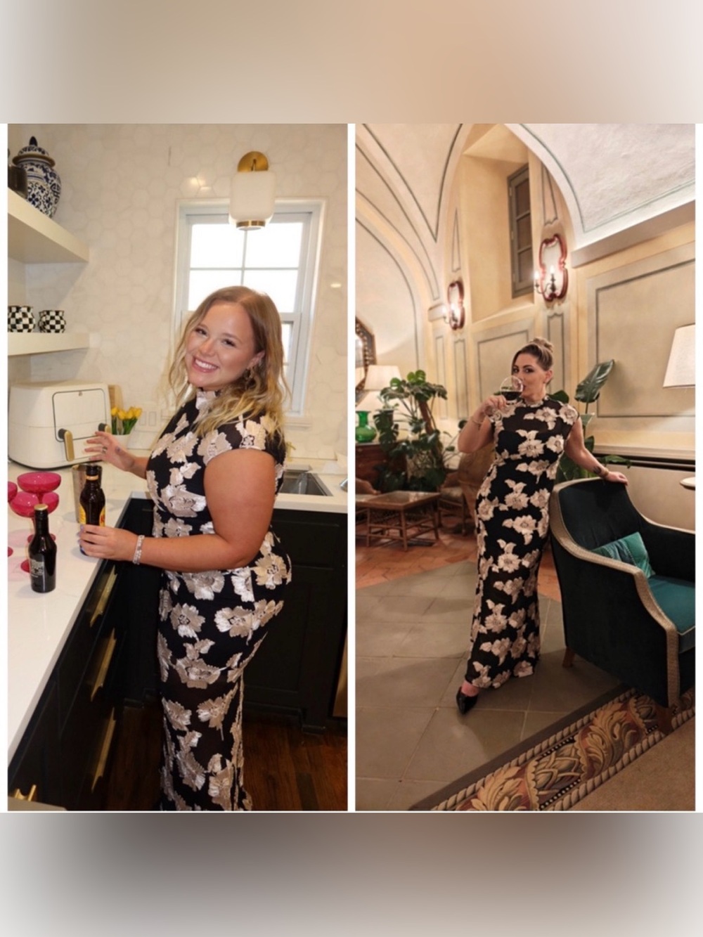 Elliatt Margaux‎ Maxi Gown Black Floral Applique 1X Dress Black Tie